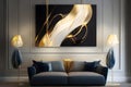 Modern luxury minimalistic living room. Elegance into your abstract piece by using radiant, electric lights