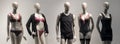 Modern and luxury shop of underwear. Full-length male and female mannequins in nderwear. Lingerie on plastic dolls in