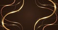 Modern luxury template design abstract 3D golden lines pattern elements with lighting effect on brown background Royalty Free Stock Photo