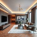 modern luxury villa apartment interior living room. Royalty Free Stock Photo