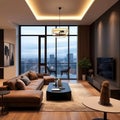modern luxury villa apartment interior living room. Royalty Free Stock Photo