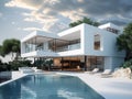 Modern luxury villa with pool and amazing sea view Royalty Free Stock Photo