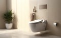 Modern Luxury Wall-Hung Toilet Bowl with Closed Seat.