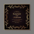 Modern luxury design with golden floral borders on a black Royalty Free Stock Photo