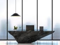 Modern luxury working table with black marble stone 3D rendering image