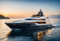 Modern luxury yacht floating in the sea. Generative AI