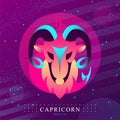 Modern magic witchcraft card with astrology Capricorn zodiac sign. Capricorn logo design Royalty Free Stock Photo