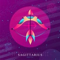 Modern magic witchcraft card with astrology Sagittarius zodiac sign. Bow and arrow illustration Royalty Free Stock Photo