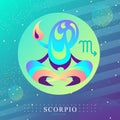 Modern magic witchcraft card with astrology Scorpio zodiac sign. Scorpion logo design