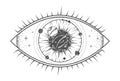 Modern magic witchcraft card with solar system and all-seeing eye. Hand drawing occult illustration Royalty Free Stock Photo