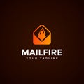 Modern Mail and Fire Logo Design Template