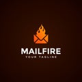 Modern Mail and Fire Logo Design Template