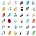 Modern mail icons set, isometric style Royalty Free Stock Photo