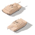 Modern main battle tank with dynamic defense isometric icon set Royalty Free Stock Photo