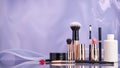 Modern Makeup Accessories and Tools A Luxurious Stylish Professional Makeup Set Against an Abstract Background Royalty Free Stock Photo