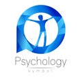 Modern man Logo Sign of Psychology. Human in a circle. Creative style.