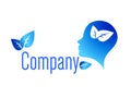 Modern man Logo Sign of Psychology. Human head and leaves Creative style. Icon in vector. Design concept. Brand company