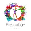 Modern man logo Sign of Psychology. Human in a rainbow watercolor circle. Creative logotype style. Icon in . Design