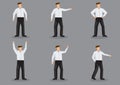 Modern Man in White Shirt and Black Trousers Vector Character Se