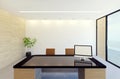 Modern manager office room interior, view from manager`s chair Royalty Free Stock Photo