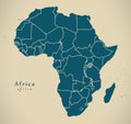 Modern Map - Africa continent with frontiers
