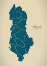 Modern Map - Albania with regions AL Royalty Free Stock Photo