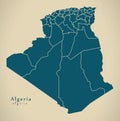 Modern Map - Algeria with provinces DZ Royalty Free Stock Photo