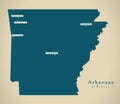 Modern Map - Arkansas USA illustration Royalty Free Stock Photo