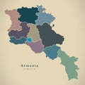 Modern Map - Armenia with regions colored political AM