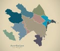 Modern Map - Azerbaijan with regions colored political AZ