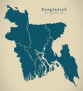 Modern Map - Bangladesh with divisions BD