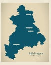 Modern Map - Boeblingen county of Baden Wuerttemberg DE