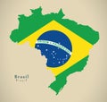 Modern Map - Brasil coloured BR Brazil