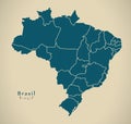 Modern Map - Brasil with districts BR Brazil