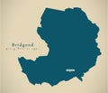 Modern Map - Bridgend Wales UK