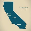 Modern Map - California USA illustration Royalty Free Stock Photo