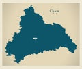 Modern Map - Cham county of Bavaria DE