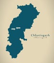 Modern Map - Chhatisgarh IN India federal state illustration Royalty Free Stock Photo