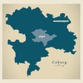 Modern Map - Coburg county of Bavaria DE