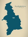 Modern Map - Denbighshire Wales UK Royalty Free Stock Photo