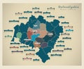 Modern Map - Dolnoslaskie lower silesia with counties and cities Royalty Free Stock Photo