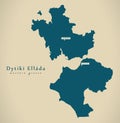 Modern Map - Dytiki Ellada Greece GR