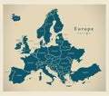 Modern Map - Europe with countries and labels Royalty Free Stock Photo