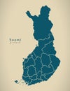 Modern Map - Finland with federal states FI