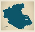 Modern Map - Fuerth county of Bavaria DE Royalty Free Stock Photo