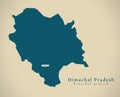 Modern Map - Himachal Pradesh IN India federal state illustration