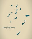 Modern Map - Lakshadweep IN India federal state illustration Royalty Free Stock Photo