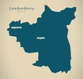 Modern Map - Londonderry UK Northern Ireland