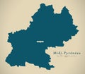 Modern Map - Midi Pyrenees France FR