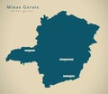 Modern Map - Minas Gerais BR Brazil